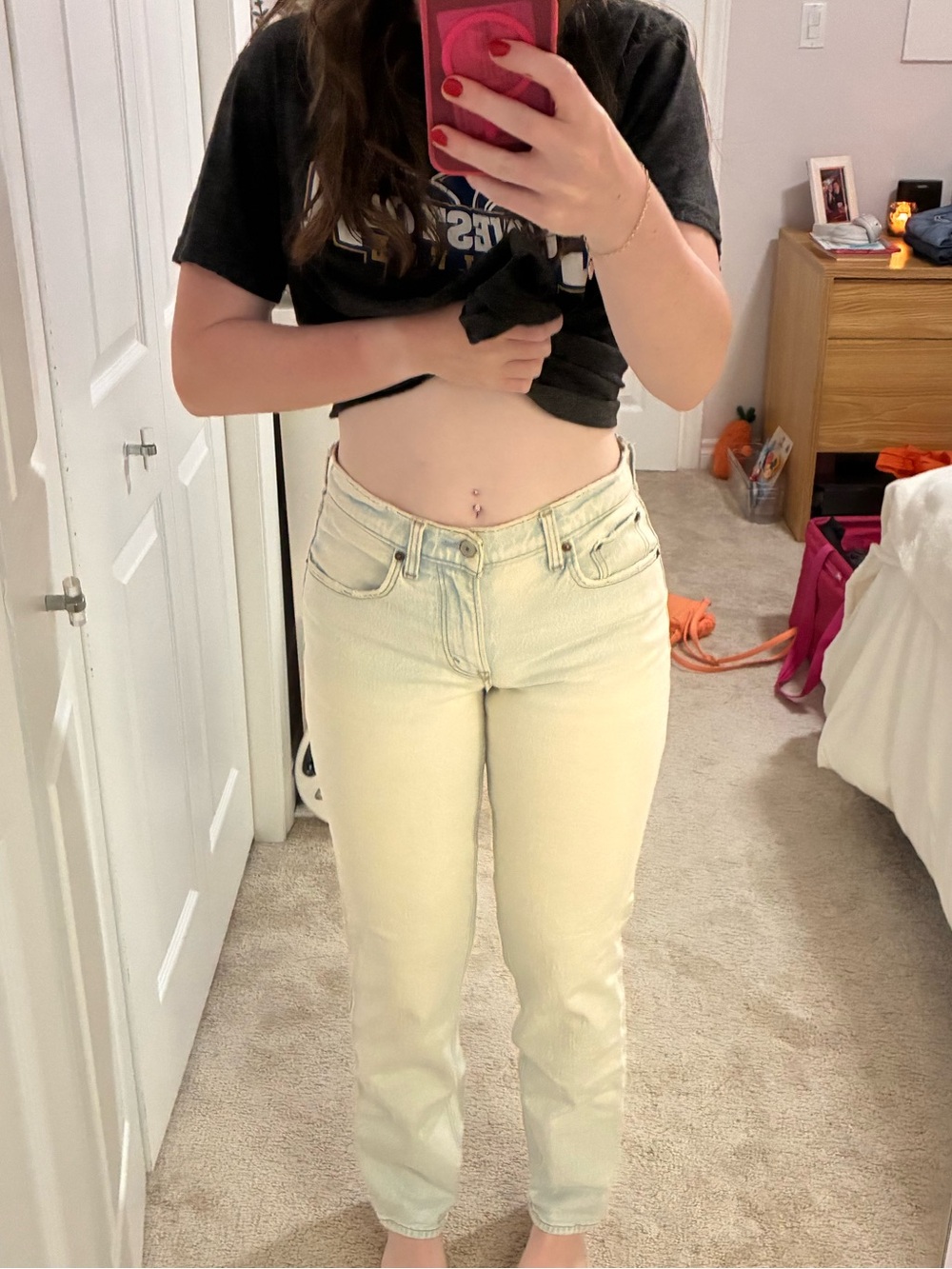 Abercrombie & Fitch Straight Leg Jeans in Light Wash Blue